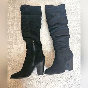 Over the knee suede black boots,  size 7